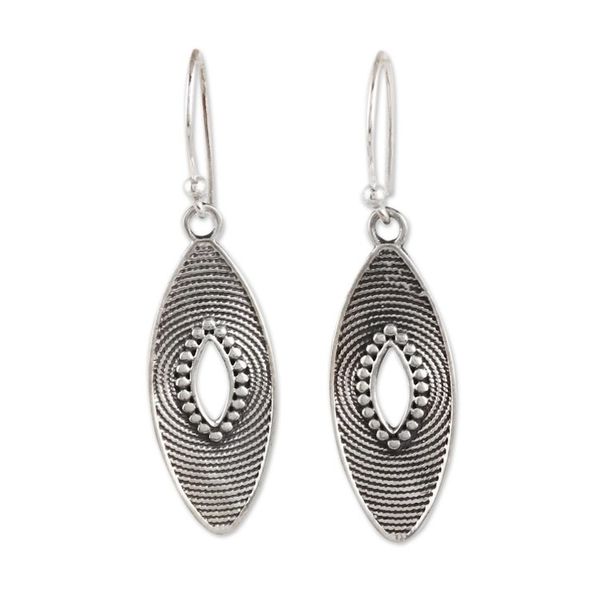 Alternate image for Marquise Shape Sterling Silver Dangle Earrings from India Marquise Elegance