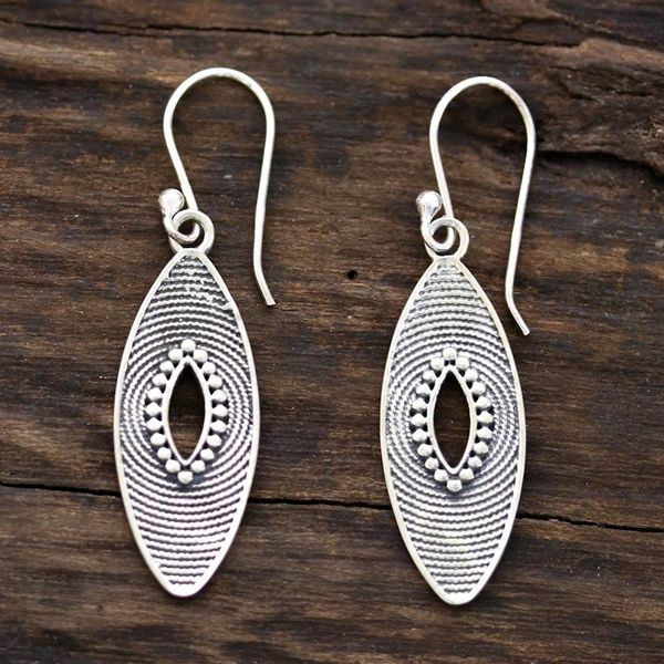 Alternate image for Marquise Shape Sterling Silver Dangle Earrings from India Marquise Elegance
