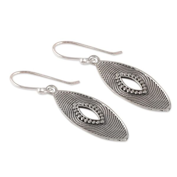 Alternate image for Marquise Shape Sterling Silver Dangle Earrings from India Marquise Elegance
