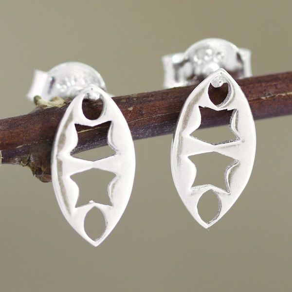 Alternate image for Handmade Sterling Silver Drop Earrings from India Heroine