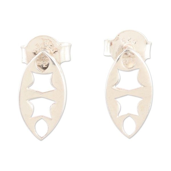 Alternate image for Handmade Sterling Silver Drop Earrings from India Heroine