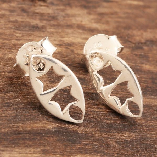 Alternate image for Handmade Sterling Silver Drop Earrings from India Heroine