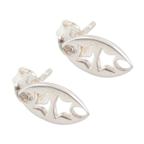 Alternate image for Handmade Sterling Silver Drop Earrings from India Heroine