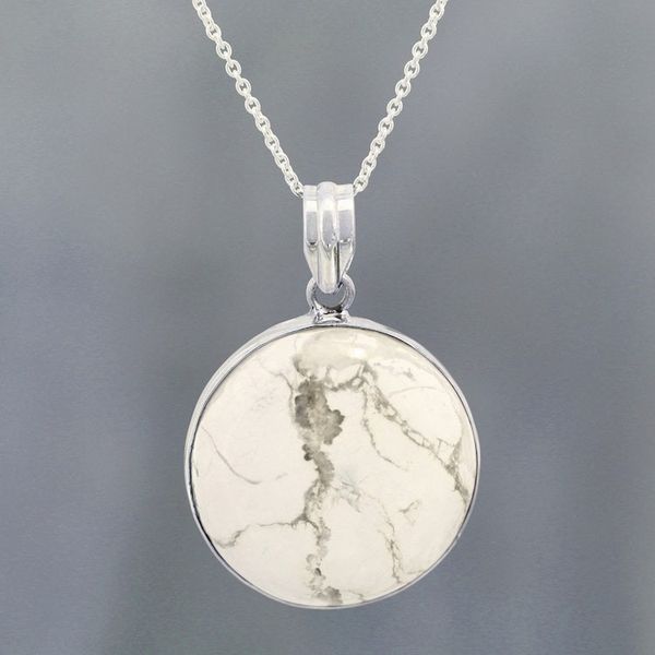 Alternate image for Howlite Cabochon Pendant Necklace from India White Planet
