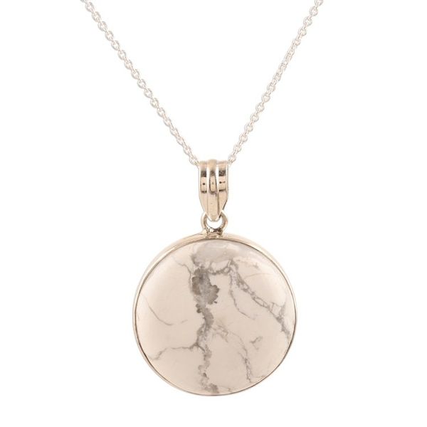 Alternate image for Howlite Cabochon Pendant Necklace from India White Planet