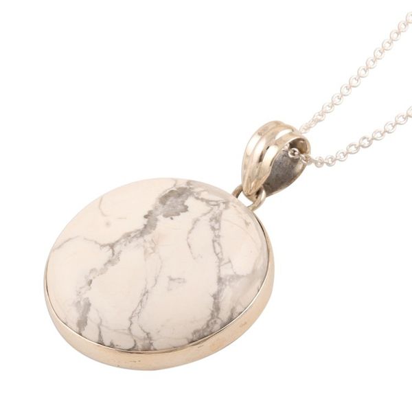Alternate image for Howlite Cabochon Pendant Necklace from India White Planet