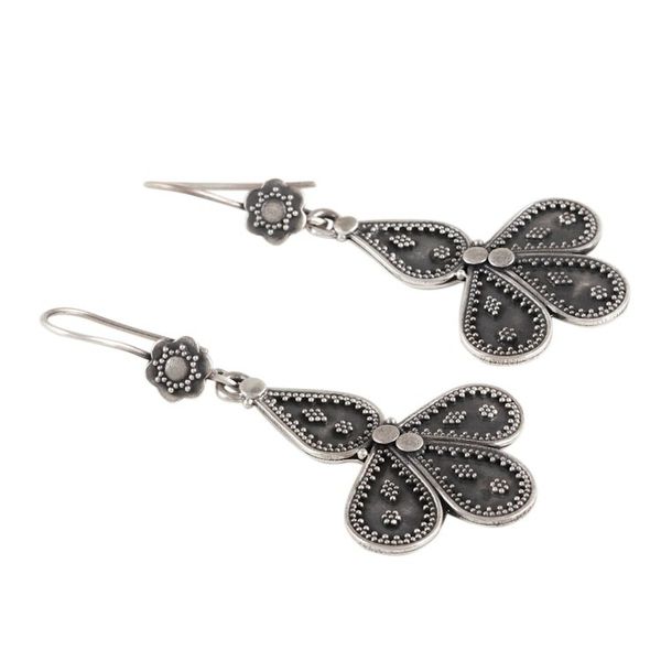 Alternate image for Teardrop Motif Sterling Silver Dangle Earrings from India Teardrop Composition