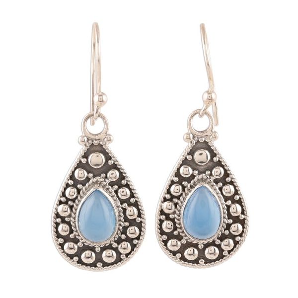 Alternate image for Teardrop Blue Chalcedony Dangle Earrings from India Lassoed Sky