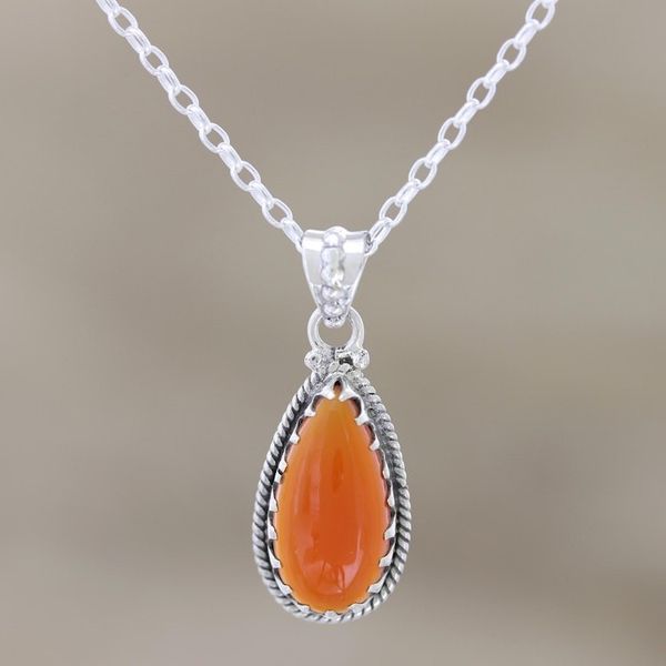 Alternate image for Sterling Silver and Citrine Pendant Necklace Energizing Orange