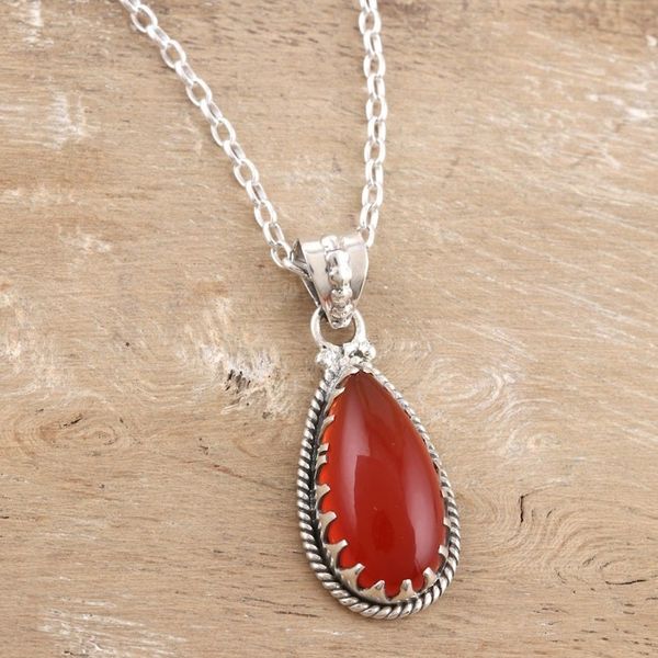 Alternate image for Sterling Silver and Citrine Pendant Necklace Energizing Orange