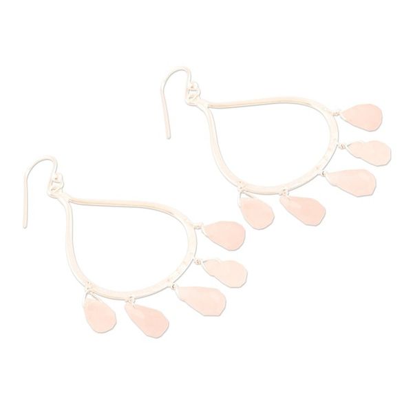 Alternate image for Sterling Silver and Rose Quartz Dangle Earrings from India Passion of Love