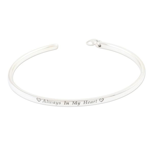 Alternate image for Sterling Silver Heart Charm Cuff Bracelet form India Heart of Mine