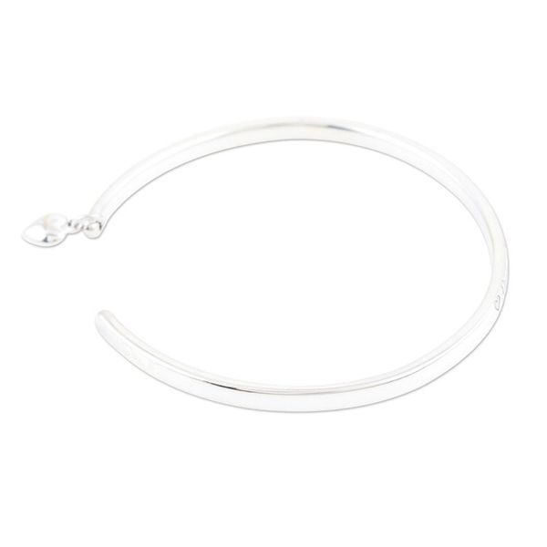 Alternate image for Sterling Silver Heart Charm Cuff Bracelet form India Heart of Mine