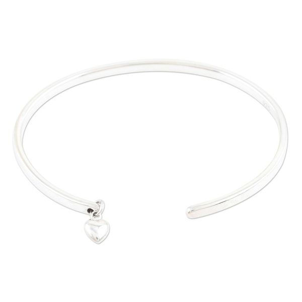 Alternate image for Sterling Silver Heart Charm Cuff Bracelet form India Heart of Mine