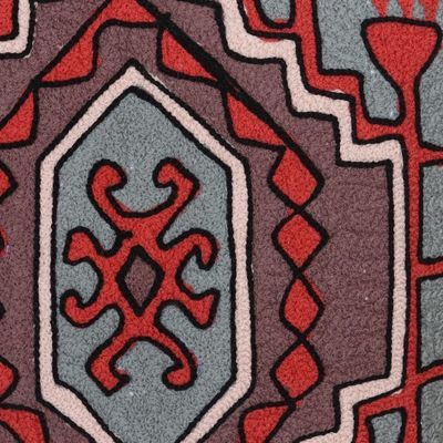 Alternate image for Multicolored Chain Stitched Cotton Cushion Covers Pair Royal Fountain