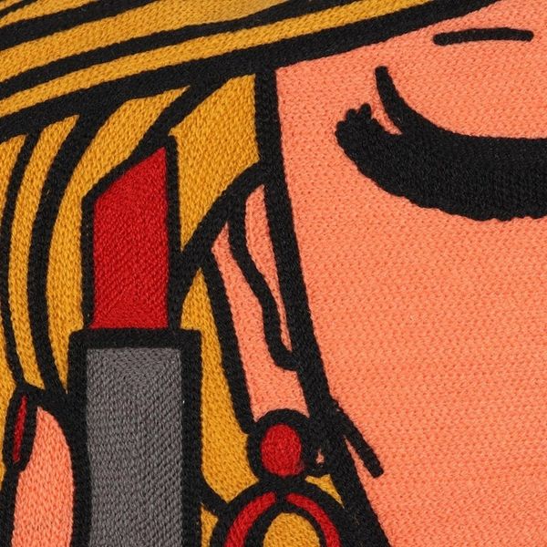 Alternate image for Embroidered Cotton Cushion Covers of a Woman Pair Lipstick