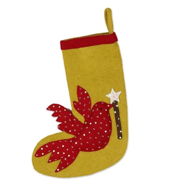 Alternate image for Handmade Wool Christmas Stocking Christmas Message