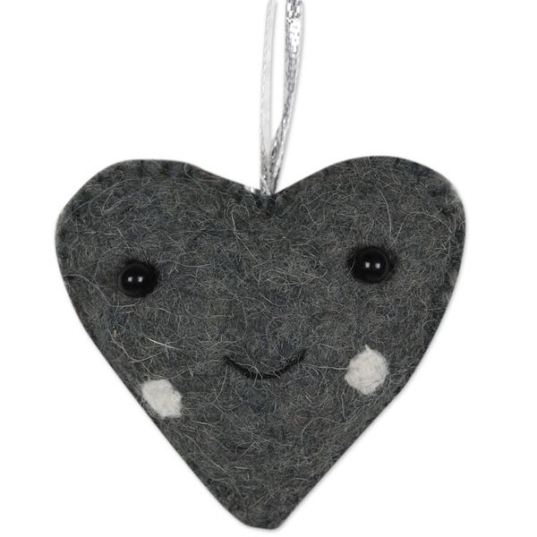 Alternate image for Assorted Colors Wool Felt Heart Ornaments Set of 8 Smiling Hearts