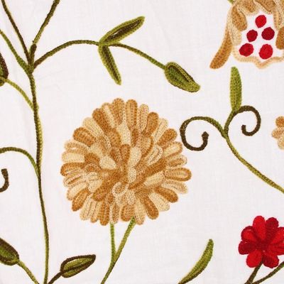 Alternate image for Aari Floral Embroidered Cotton Curtains from India Pair Floral Sunlight