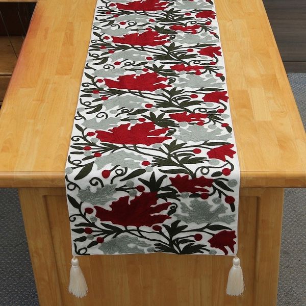 Alternate image for Hand Woven Cotton Table Runner with Floral Motif Beauty of Kashmir