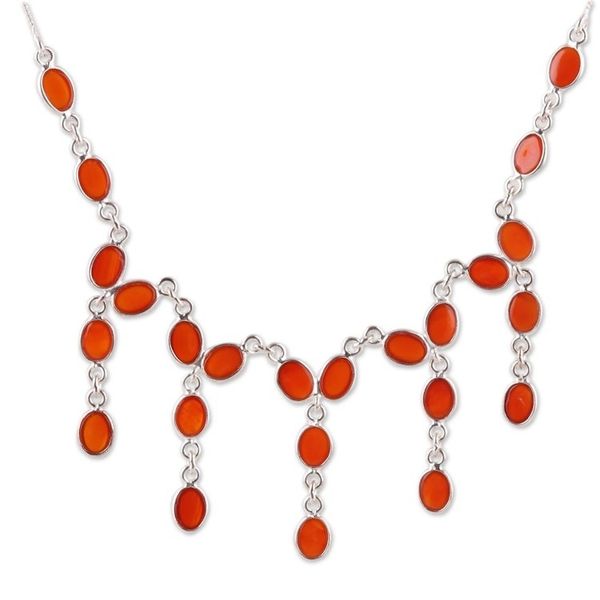 Alternate image for Carnelian Waterfall Necklace from India Luxurious Luster