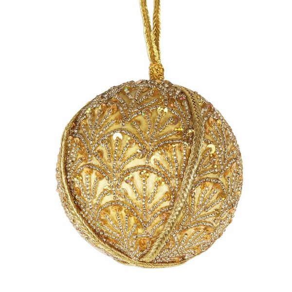 Alternate image for Embellished Gold Satin Christmas Ornaments Set of 4 Golden Christmas