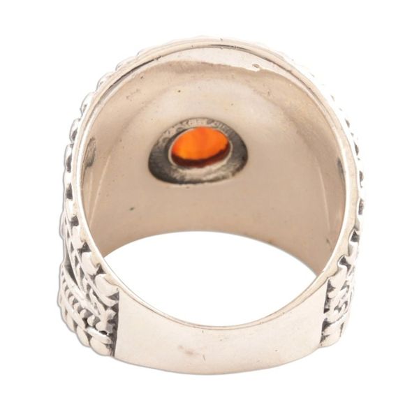 Alternate image for Red-Orange Onyx Single-Stone Ring from India Sunset Dome