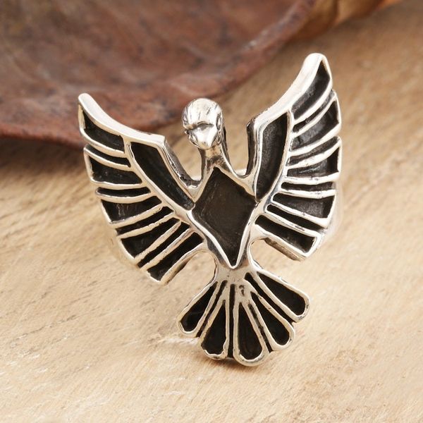 Alternate image for Mens Hand Crafted Sterling Silver Eagle Ring Eagle Fantasy