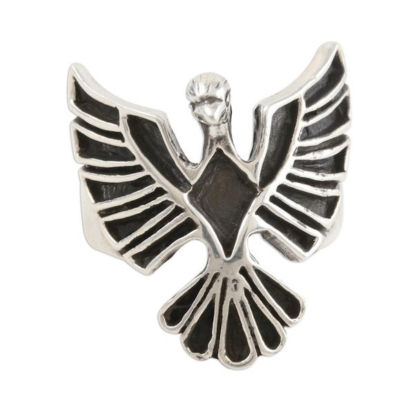 Alternate image for Mens Hand Crafted Sterling Silver Eagle Ring Eagle Fantasy