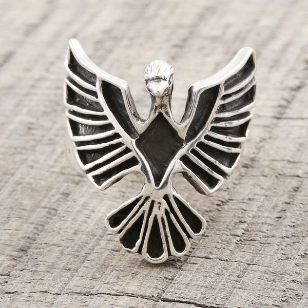 Alternate image for Mens Hand Crafted Sterling Silver Eagle Ring Eagle Fantasy