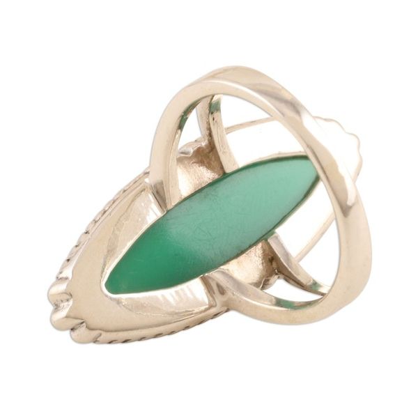 Alternate image for Sterling Silver Cocktail Ring with Green Onyx Cabochon Green with Envy