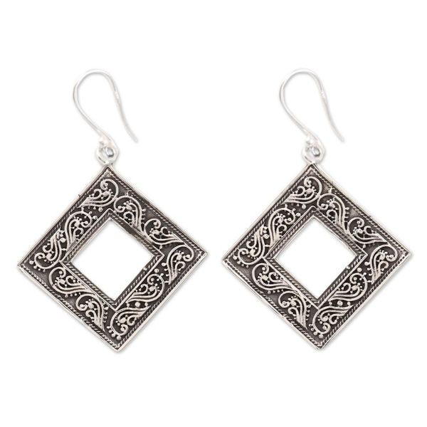 Alternate image for Vine Pattern Sterling Silver Dangle Earrings from India Classic Kites