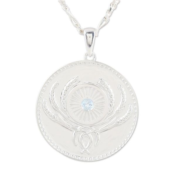 Alternate image for Indian Sterling Silver and Blue Topaz Unity Necklace Uniting People