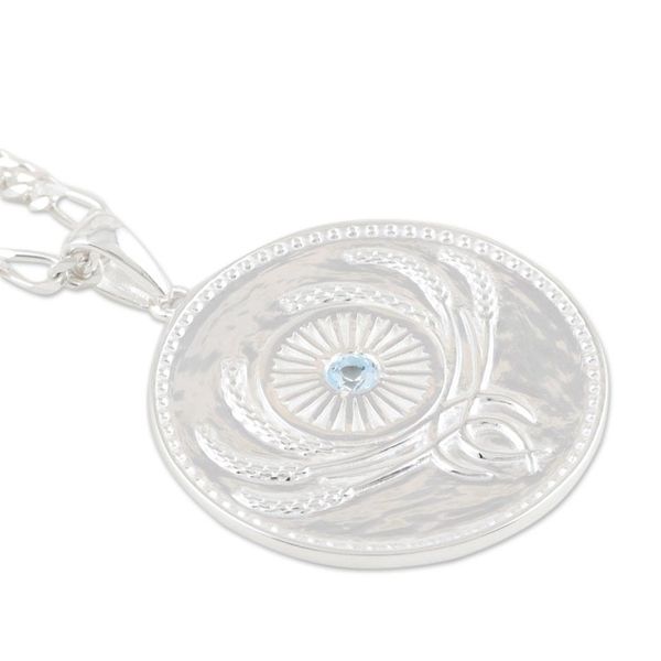 Alternate image for Indian Sterling Silver and Blue Topaz Unity Necklace Uniting People