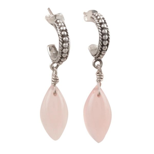 Alternate image for Pink Chalcedony Half-Hoop Dangle Earrings from India Soft Delight