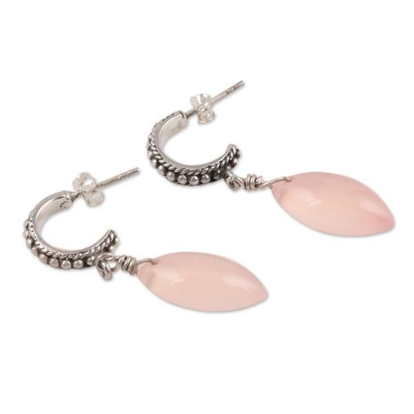 Alternate image for Pink Chalcedony Half-Hoop Dangle Earrings from India Soft Delight
