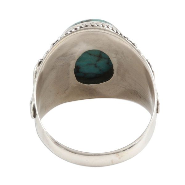 Alternate image for Reconstituted Turquoise Cabochon and Sterling Silver Ring Sky Dome