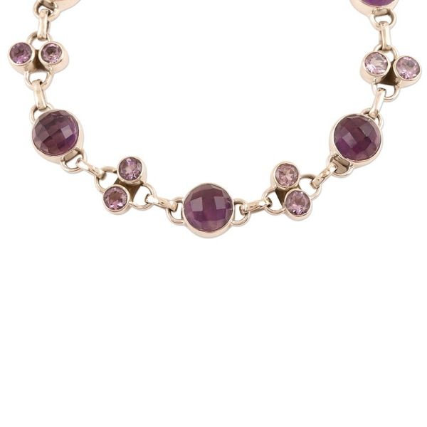Alternate image for Faceted Amethyst Sterling Silver Link Bracelet Frosted Grapes