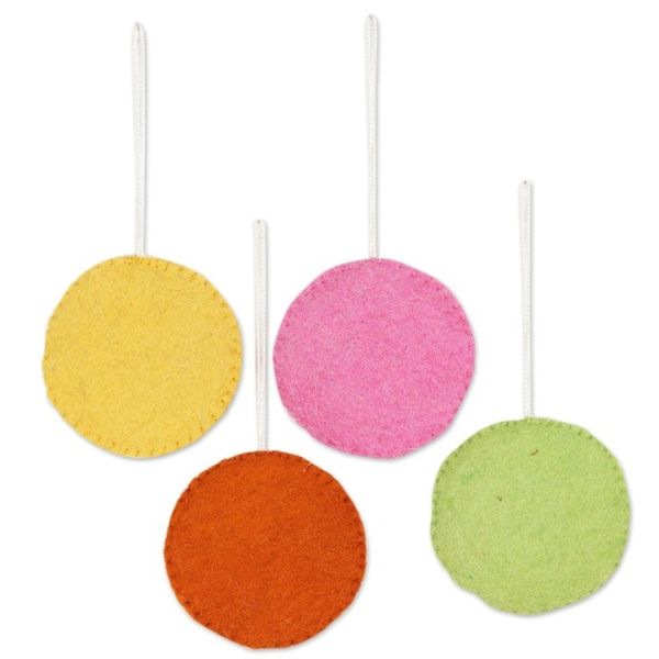 Alternate image for Artisan Made Felted Christmas Tree Ornaments Set of 4 Citrus Passion