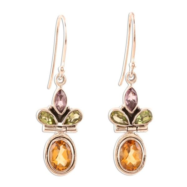 Alternate image for Multi-Gemstone Dangle Earrings from India Petal Play