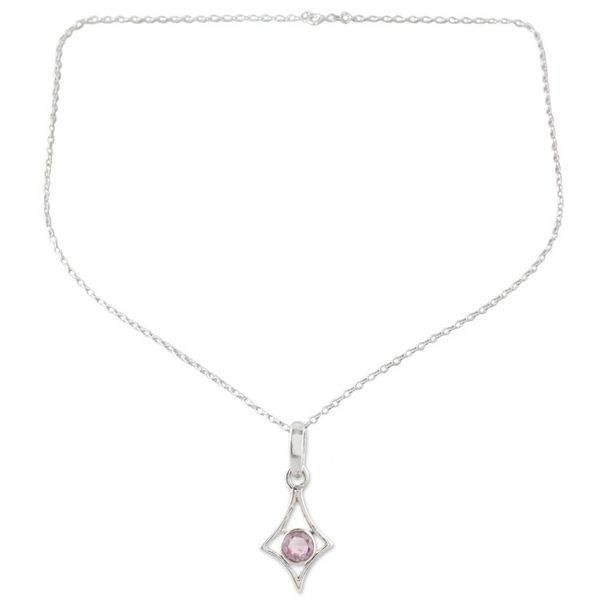 Alternate image for Sterling Silver and Bezel Set Amethyst Pendant Necklace Lilacs