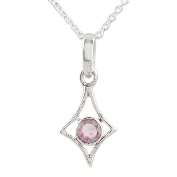 Alternate image for Sterling Silver and Bezel Set Amethyst Pendant Necklace Lilacs