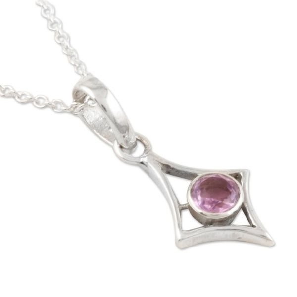 Alternate image for Sterling Silver and Bezel Set Amethyst Pendant Necklace Lilacs