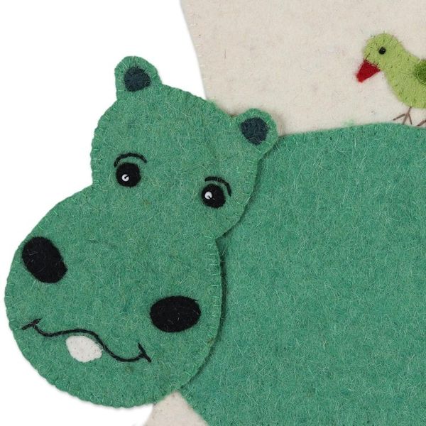 Alternate image for Hippo Wool Felt Christmas Stocking Happy Hippo