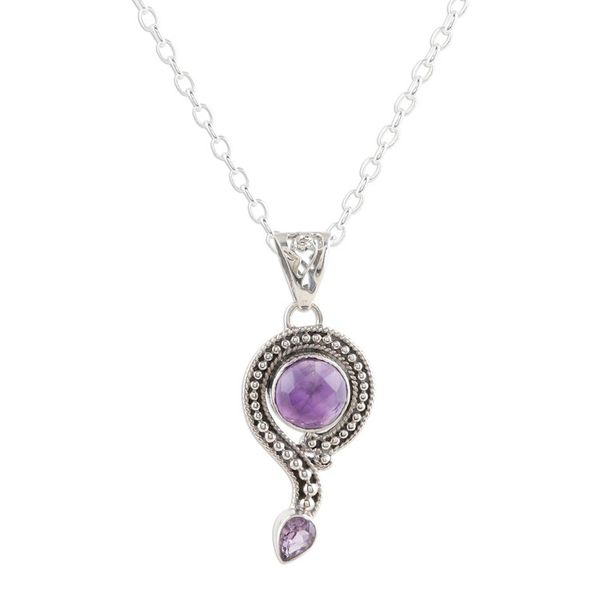 Alternate image for Hand Crafted Sterling SIlver and Amethyst Necklace Graceful Query