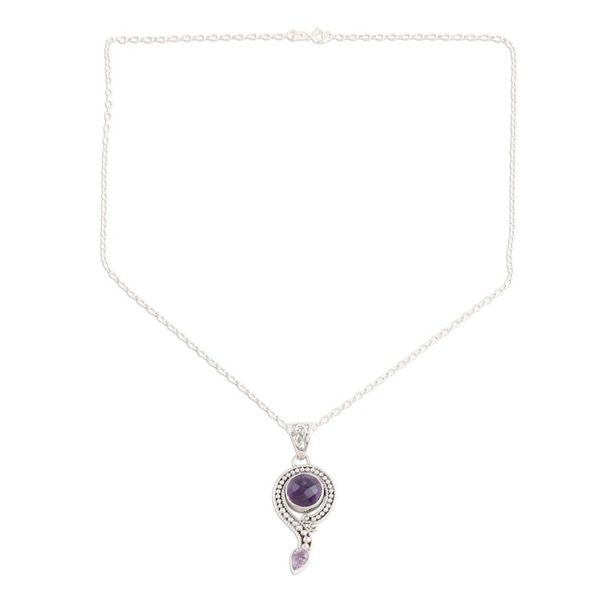 Alternate image for Hand Crafted Sterling SIlver and Amethyst Necklace Graceful Query