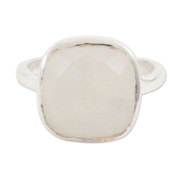 Alternate image for Sterling Silver and Rainbow Moonstone Cocktail Ring Misty Poetry