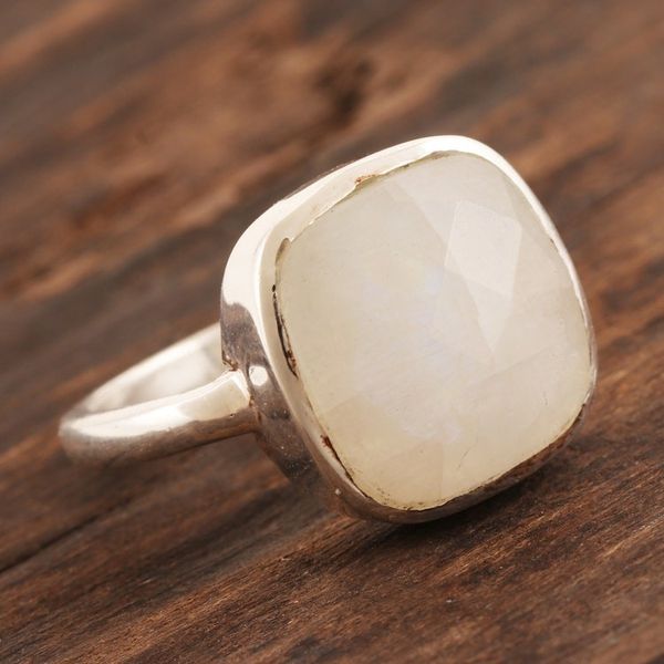 Alternate image for Sterling Silver and Rainbow Moonstone Cocktail Ring Misty Poetry