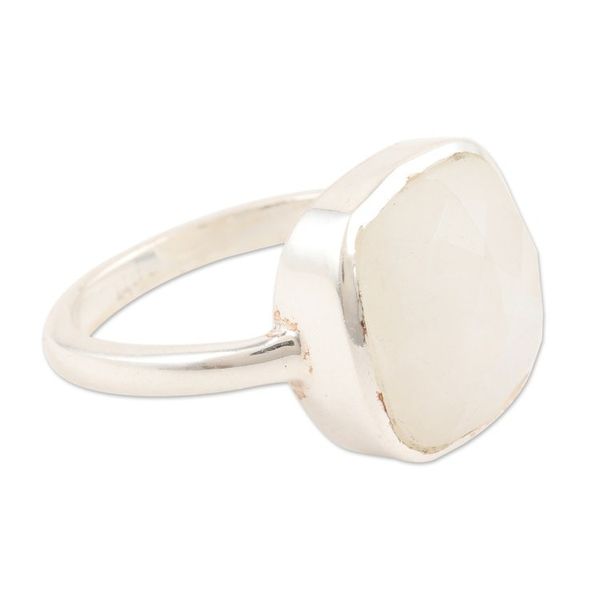 Alternate image for Sterling Silver and Rainbow Moonstone Cocktail Ring Misty Poetry