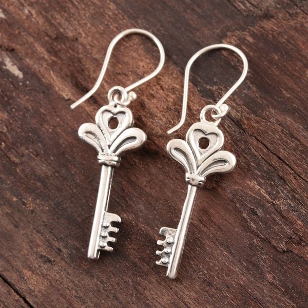 Alternate image for Sterling Silver Key Dangle Earrings from India Powerful Keys